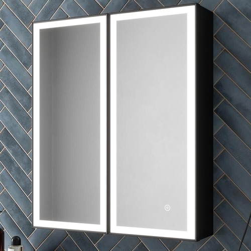 Led black aluminium mirror - black,