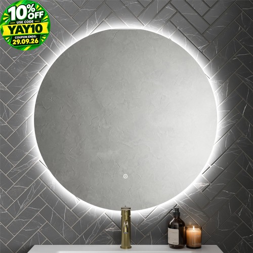 Round led mirror bathroom - led,