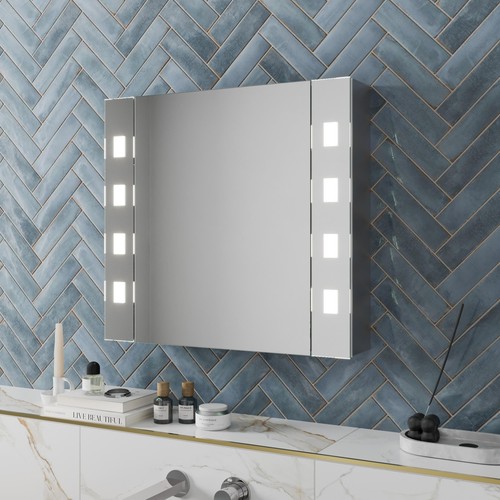 Led aluminium mirror cabinet - aluminium, &