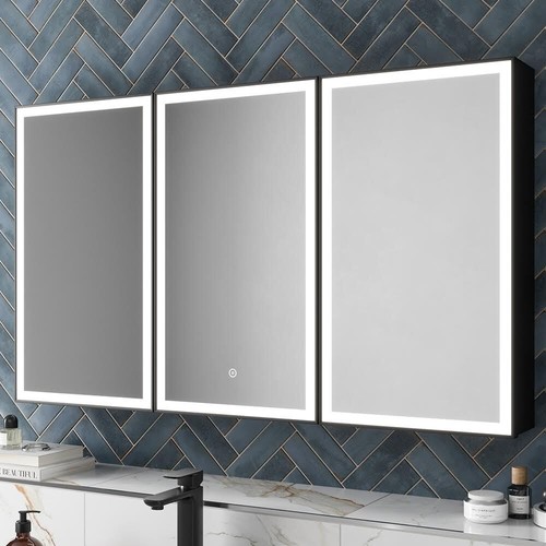 Led black aluminium mirror - black,